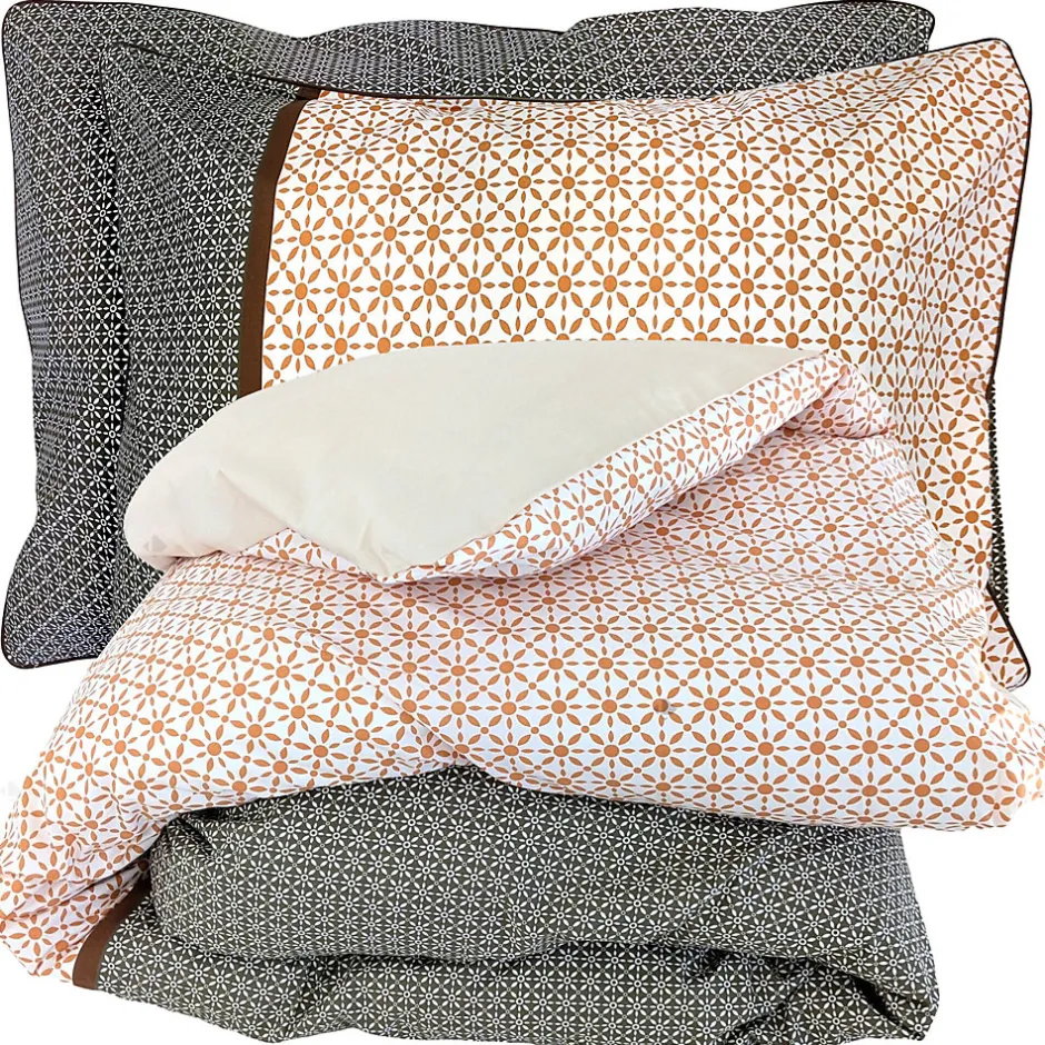 Linnea Parure de lit 300x240 cm 50x70 cm percale GABIN marron Epice 3 pièces