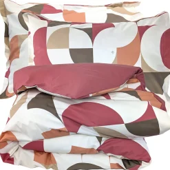 Linnea Parure de lit 260x240 cm 50x70 cm percale MODULO acajou 3 pièces