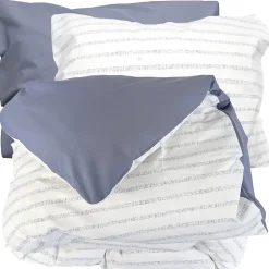 Linnea Parure de lit 280x240 cm 50x70 cm percale GABY bleu Baltique 3 pièces New