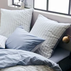 Linnea Parure de lit 280x240 cm 50x70 cm percale GABY bleu Baltique 3 pièces New