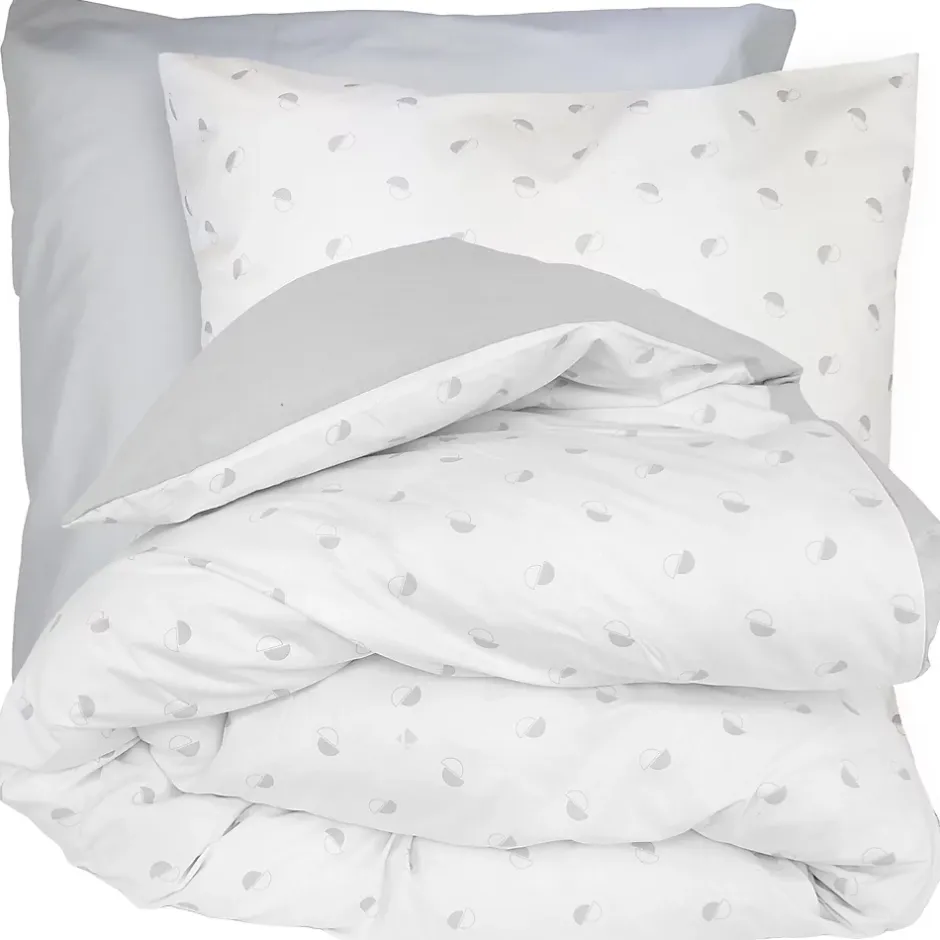 Linnea Parure de lit 280x240 cm 65x65 cm percale de coton ALEX gris Nuage 3 pièces