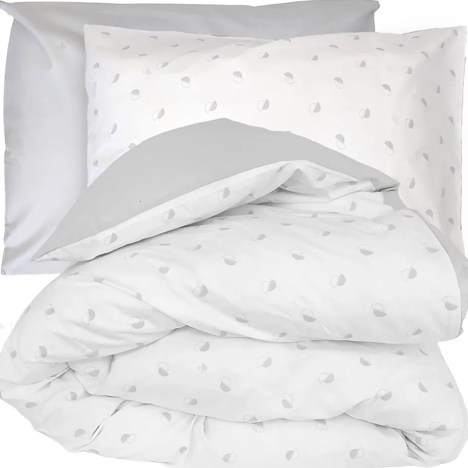 Linnea Parure de lit 260x240 cm 50x70 cm percale ALEX gris Nuage 3 pièces New