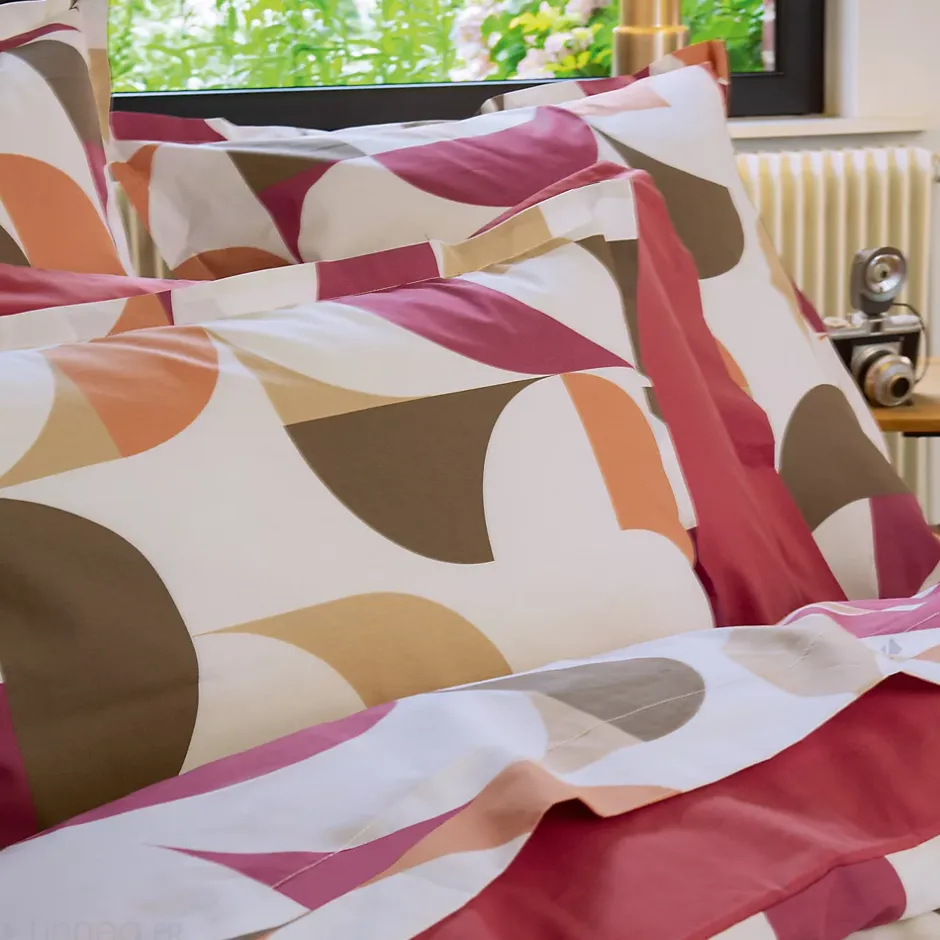 Linnea Parure de lit 140x200 cm 50x70 cm percale MODULO acajou 2 pièces Discount