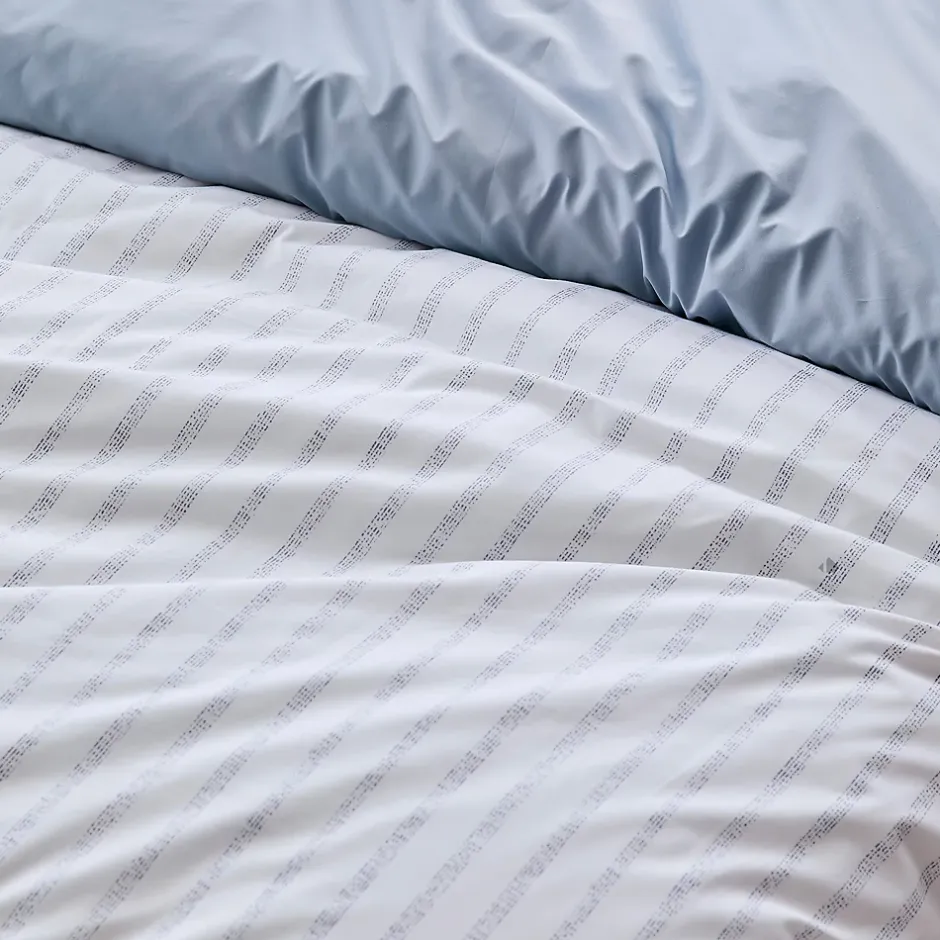 Linnea Parure de lit 260x240 cm 50x70 cm percale GABY bleu Baltique 3 pièces Best