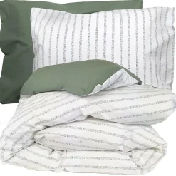 Linnea Parure de lit 240x220 cm 50x70 cm percale GABY vert Kaki 3 pièces Clearance