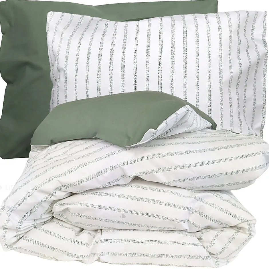 Linnea Parure de lit 240x220 cm 50x70 cm percale GABY vert Kaki 3 pièces Clearance