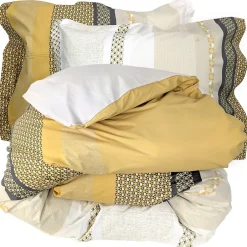 Linnea Parure de lit 260x240 cm 50x70 cm percale MARLOW Miel 3 pièces