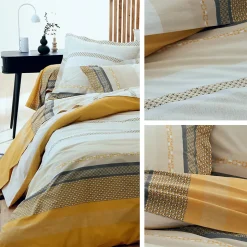 Linnea Parure de lit 260x240 cm 65x65 cm percale coton MARLOW Miel 3 pièces Best