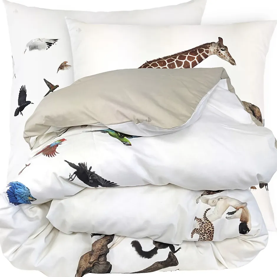 Linnea Parure de lit 140x200 cm 65x65 cm percale de coton NOÉ blanc 2 pièces Clearance
