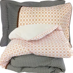 Linnea Parure de lit 200x200 cm 50x70 cm percale GABIN marron Epice 3 pièces