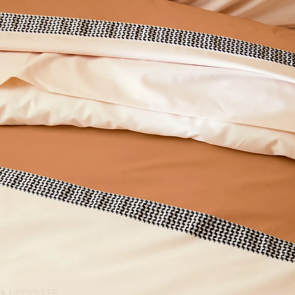 Linnea Parure de lit 240x220 cm 65x65 cm percale MACASSAR Cognac 3 pièces