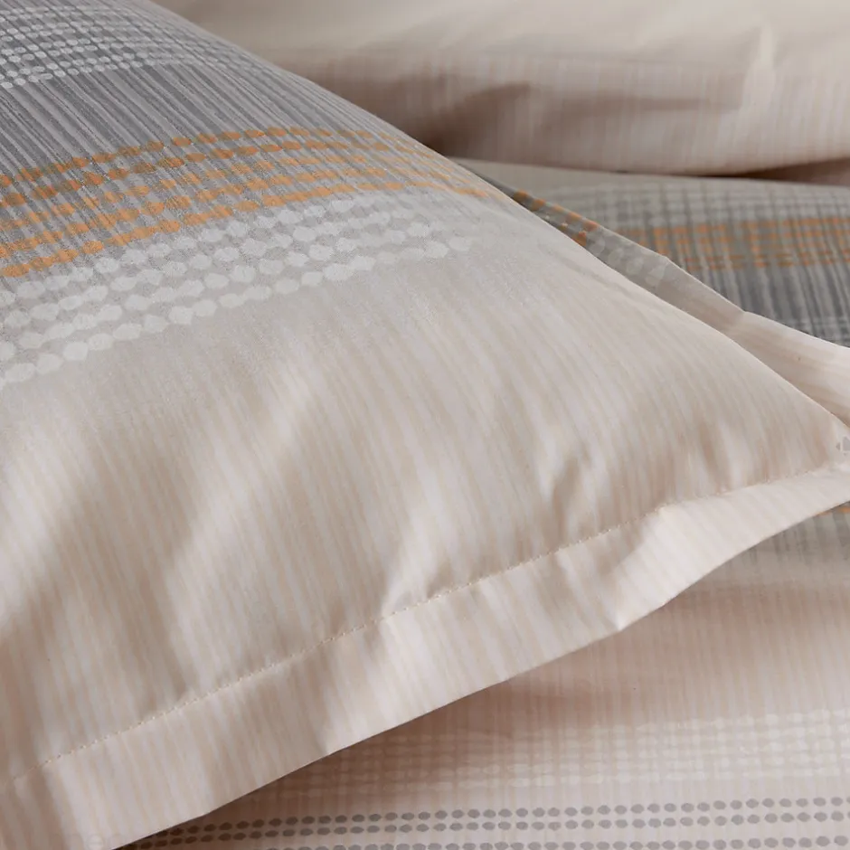 Linnea Parure de lit 280x240 cm 50x70 cm percale ESTEBAN beige 3 pièces