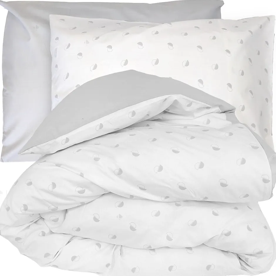 Linnea Parure de lit 200x200 cm 50x70 cm percale ALEX gris Nuage 3 pièces
