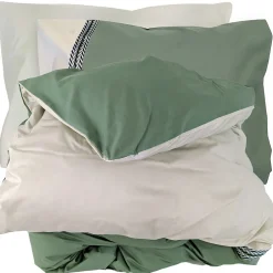Linnea Parure de lit 140x200 cm 50x70 cm percale NOA vert Kaki 2 pièces
