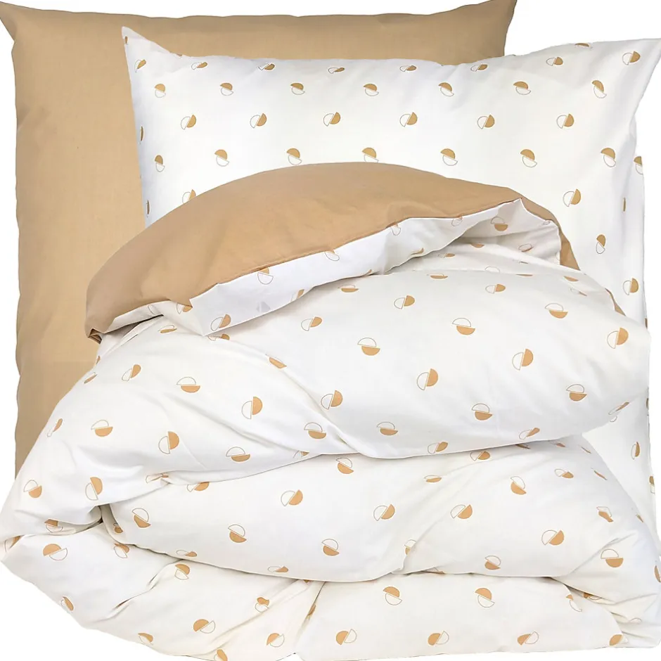 Linnea Parure de lit 240x220 cm 65x65 cm percale de coton ALEX marron Moka 3 pièces