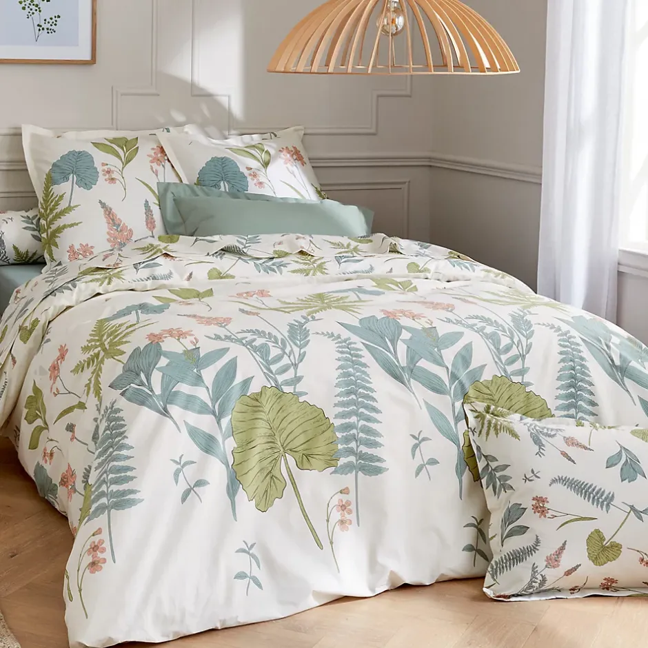 Linnea Parure de lit 260x240 cm 50x70 cm percale de coton FÉERIE Blanc sauge Sale
