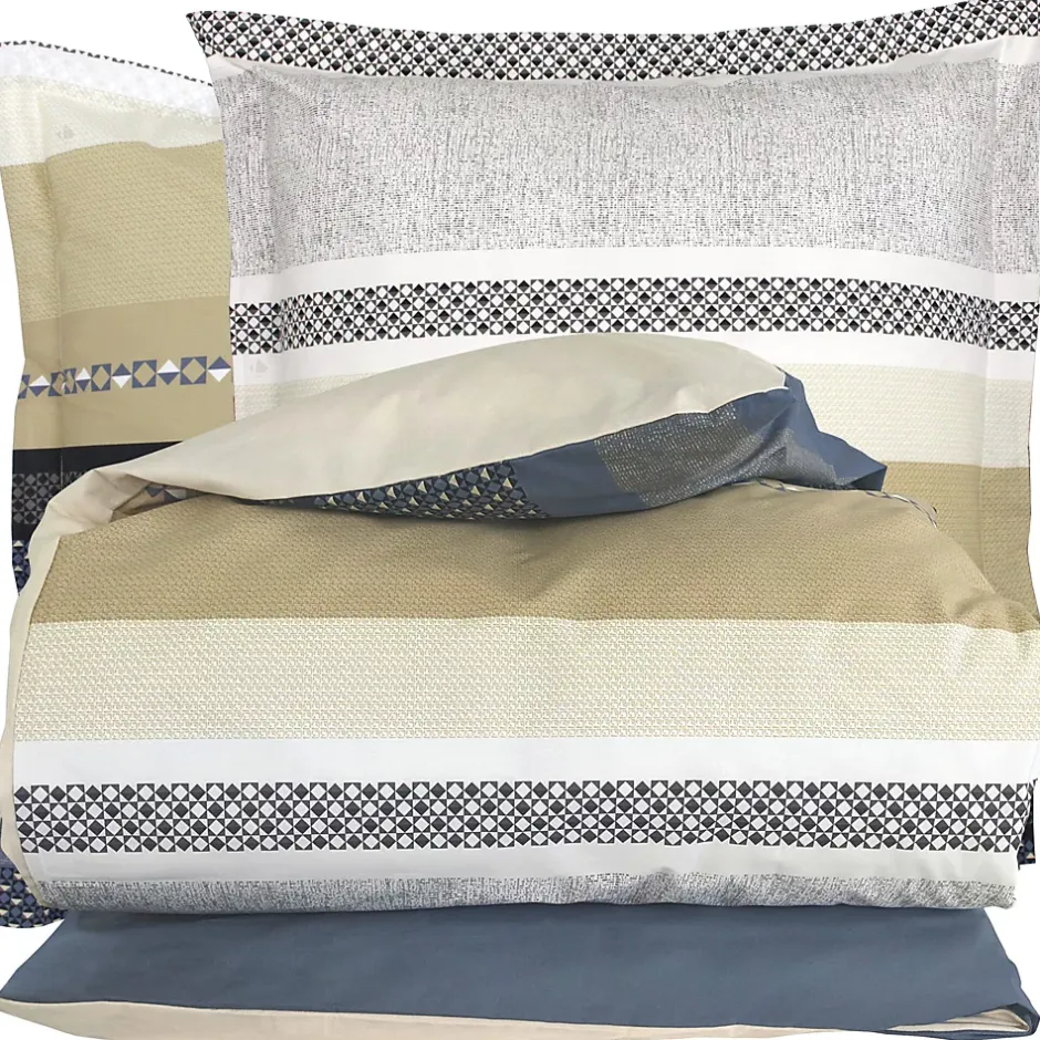 Linnea Parure de lit 260x240 cm 65x65 cm percale coton MARLOW acier Discount