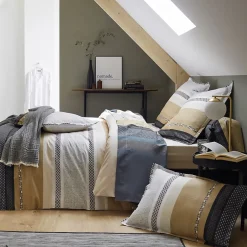 Linnea Parure de lit 260x240 cm 65x65 cm percale coton MARLOW acier Discount