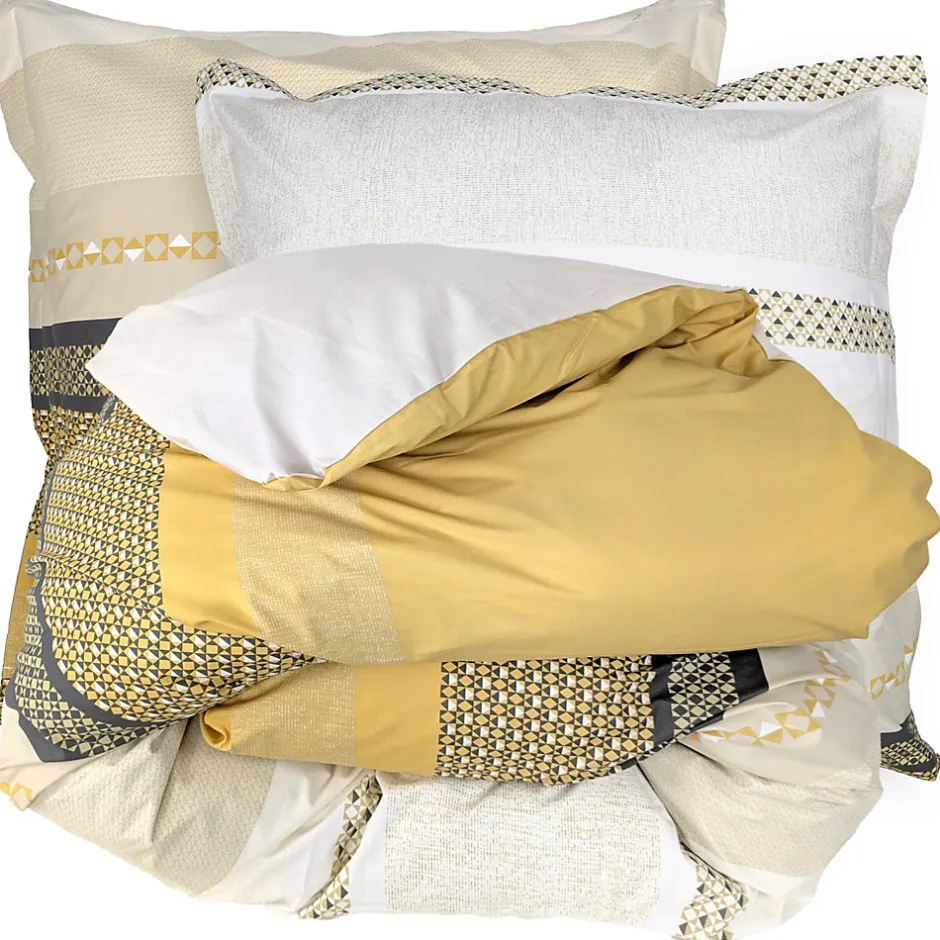 Linnea Parure de lit 280x240 cm 65x65 cm percale coton MARLOW Miel 3 pièces