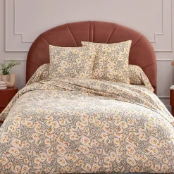 Linnea Parure de lit 200x200 cm 65x65 flanelle LILY gris orange 3 pièces Sale