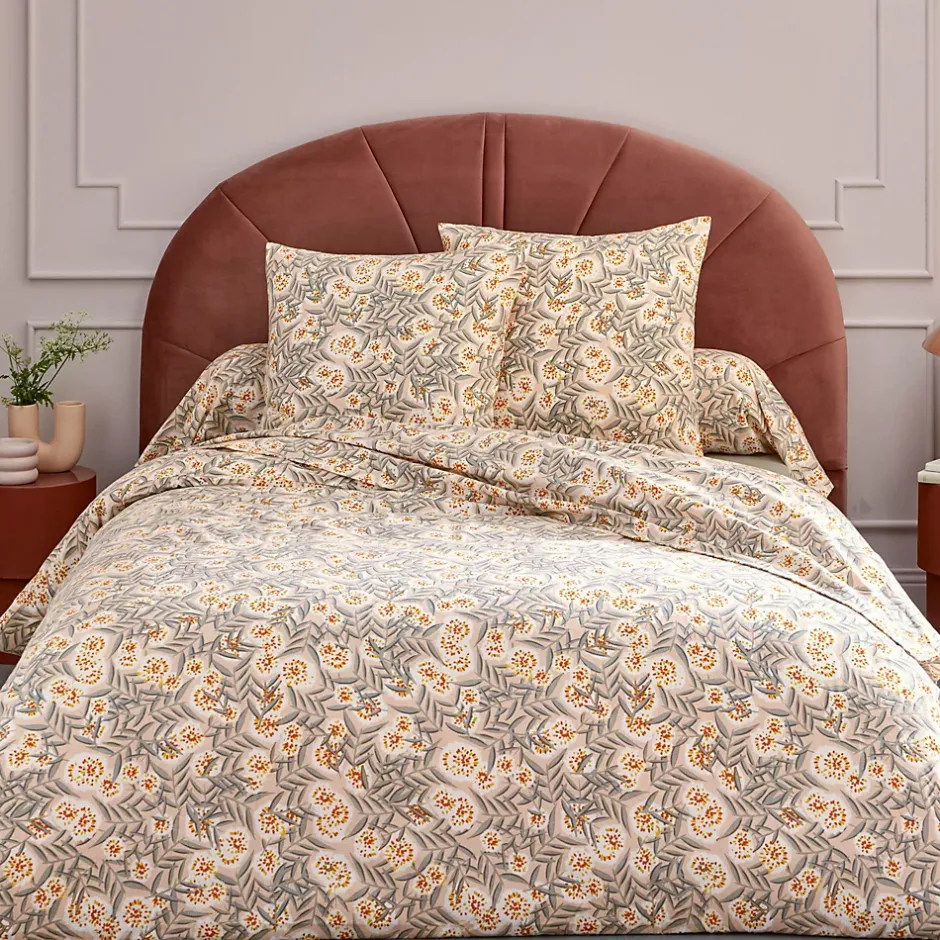 Linnea Parure de lit 200x200 cm 65x65 flanelle LILY gris orange 3 pièces Sale