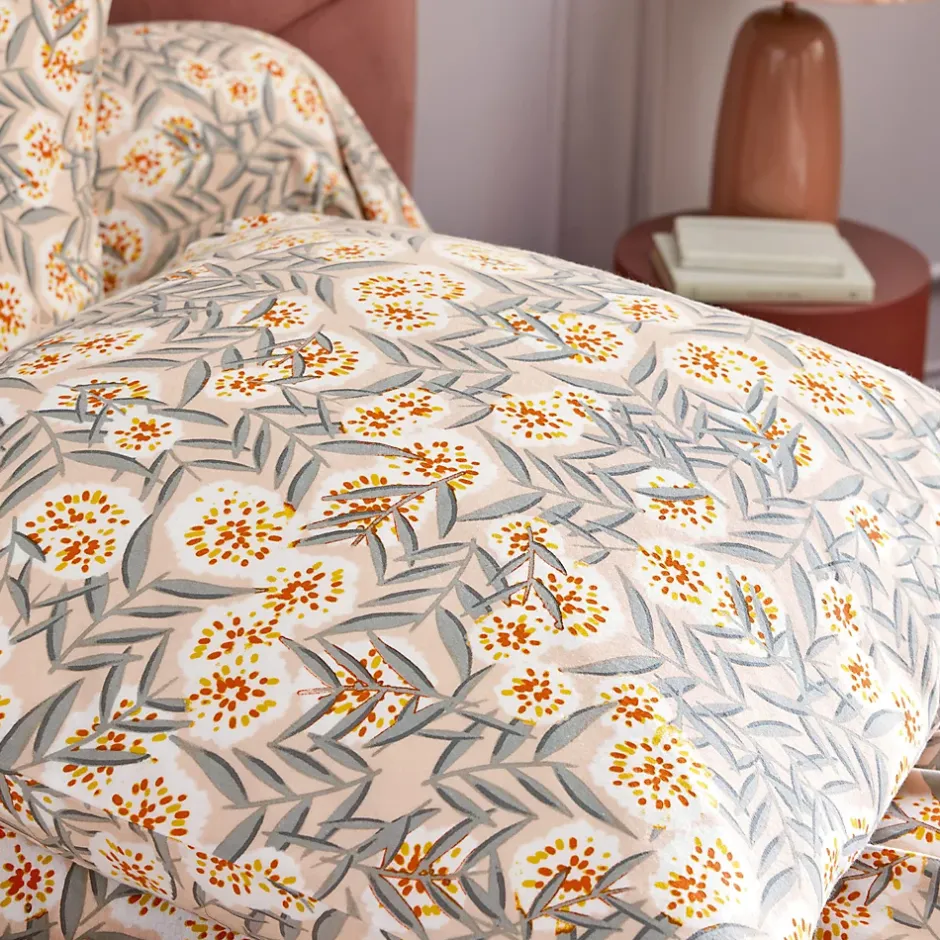 Linnea Parure de lit 200x200 cm 65x65 flanelle LILY gris orange 3 pièces Sale