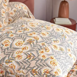Linnea Parure de lit 140x200 cm 65x65 flanelle LILY gris orange 2 pièces