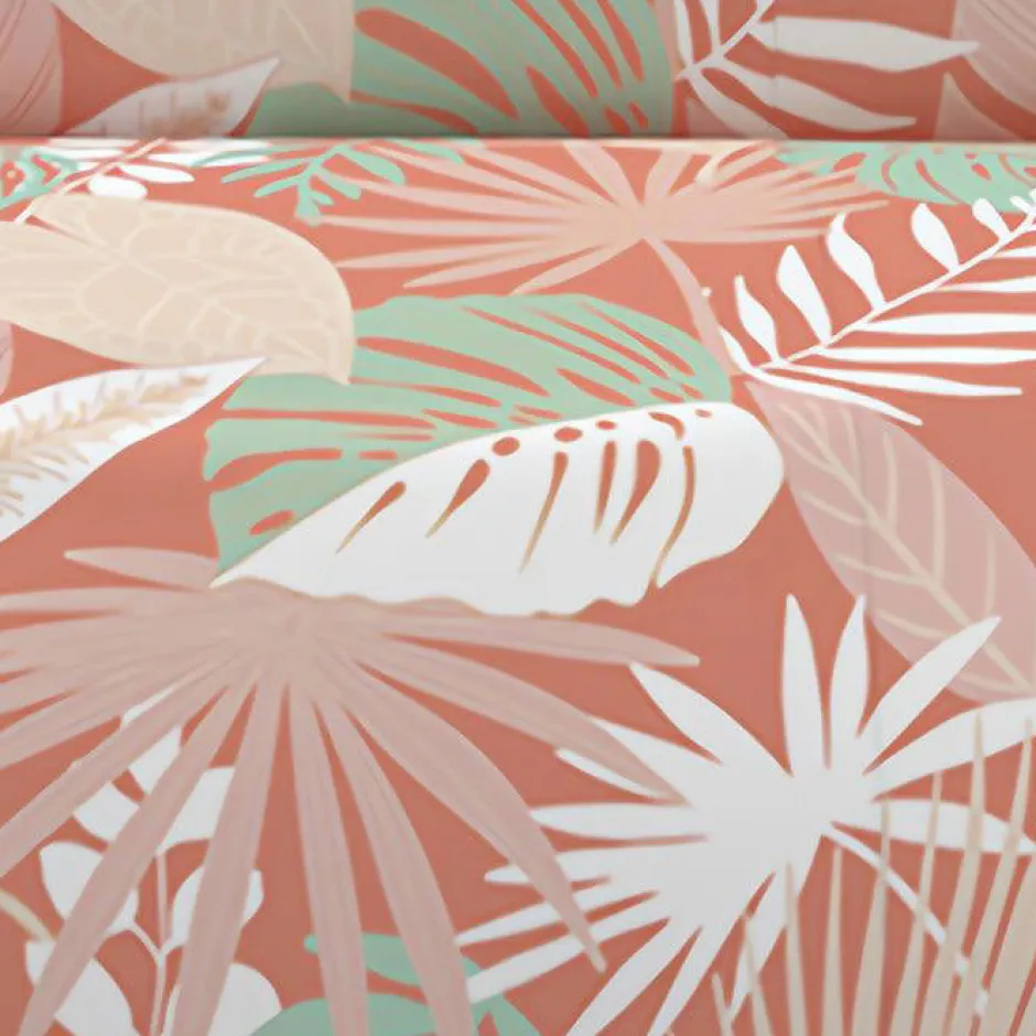 Soleil D'Ocre Parure housse de couette en coton 57 fils 240x220 cm TANZANIE corail, par