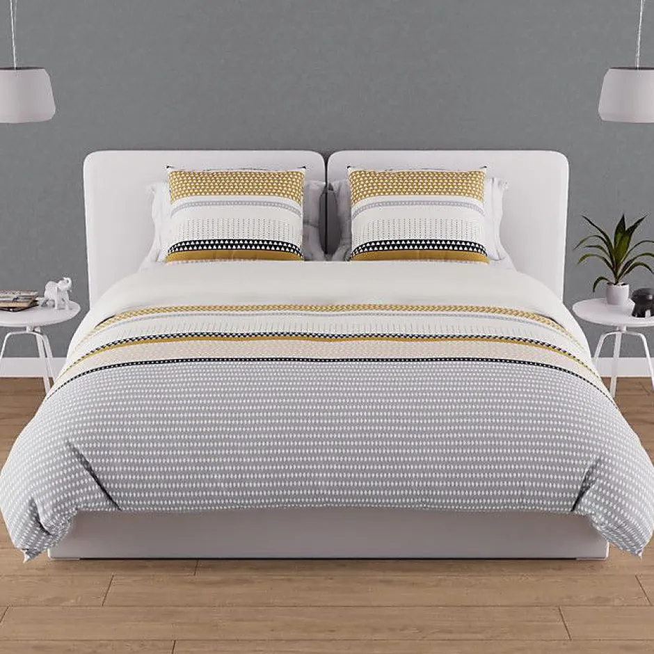 Soleil D'Ocre Parure housse de couette en coton 57 fils 240x220 cm THALES moutarde, par