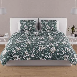 Soleil D'Ocre Parure housse de couette en coton 57 fils 240x220 cm MANON vert, par Hot