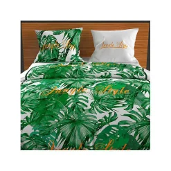 Soleil D'Ocre Parure housse de couette en coton 57 Fils/cm2 260x240 cm NOUMEA Vert et Blanc par Hot