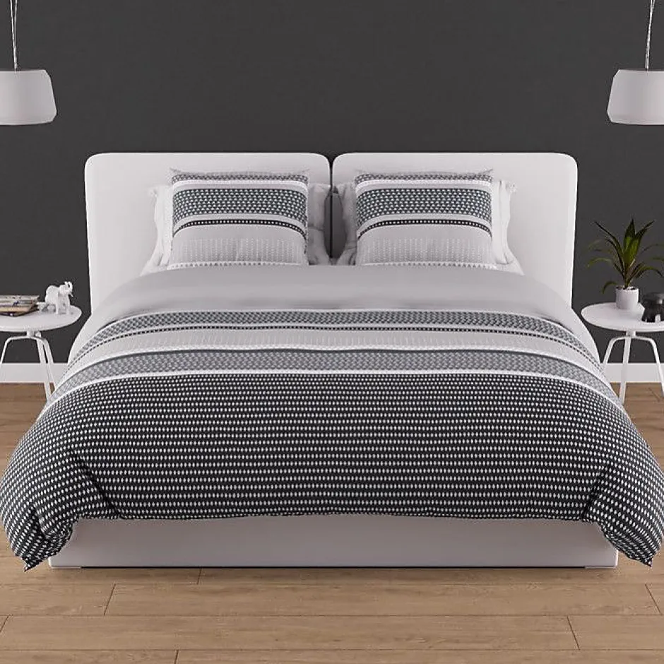 Soleil D'Ocre Parure housse de couette en coton 57 fils 240x220 cm THALES gris, par