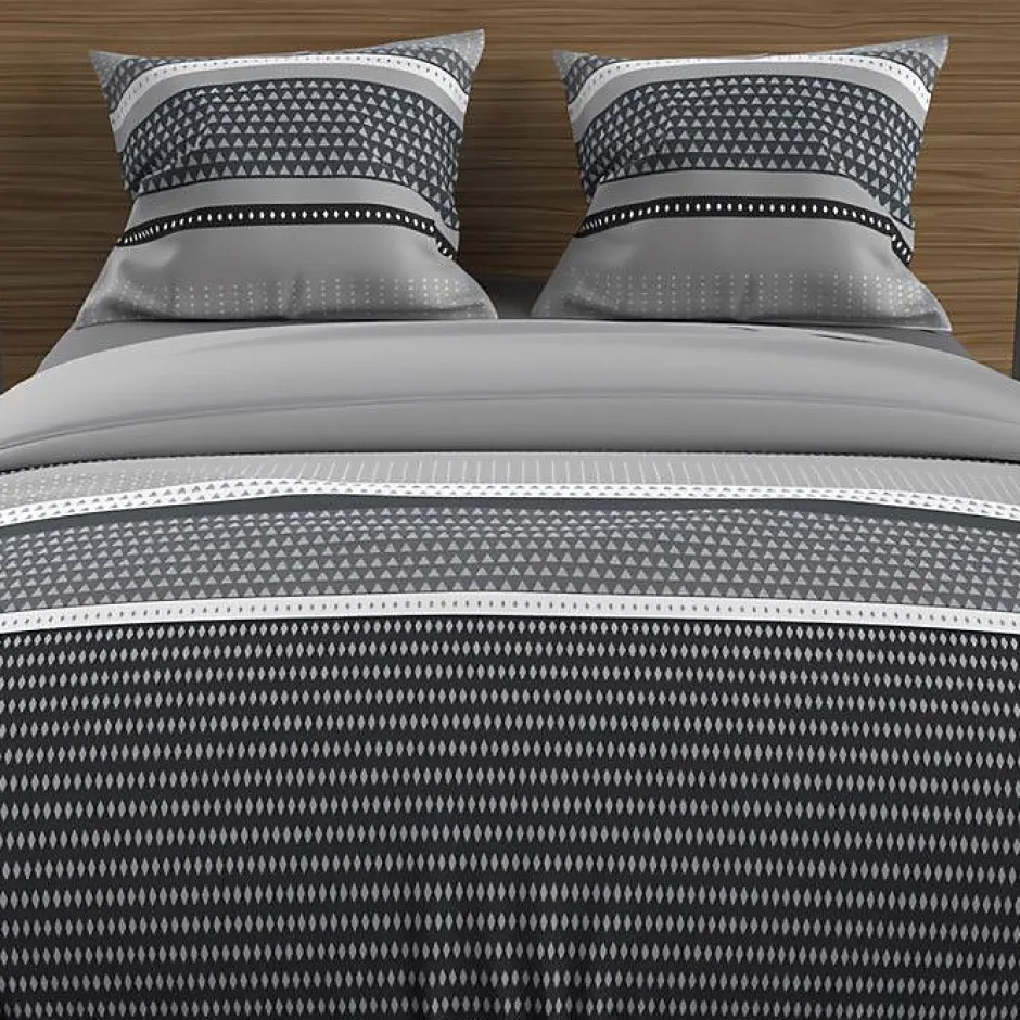 Soleil D'Ocre Parure housse de couette en coton 57 fils 240x220 cm THALES gris, par