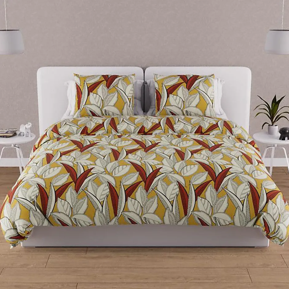 Soleil D'Ocre Parure housse de couette en coton 57 fils 260x240 cm TOGO moutarde, par