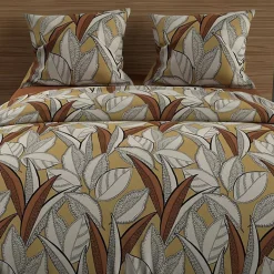 Soleil D'Ocre Parure housse de couette en coton 57 fils 260x240 cm TOGO moutarde, par