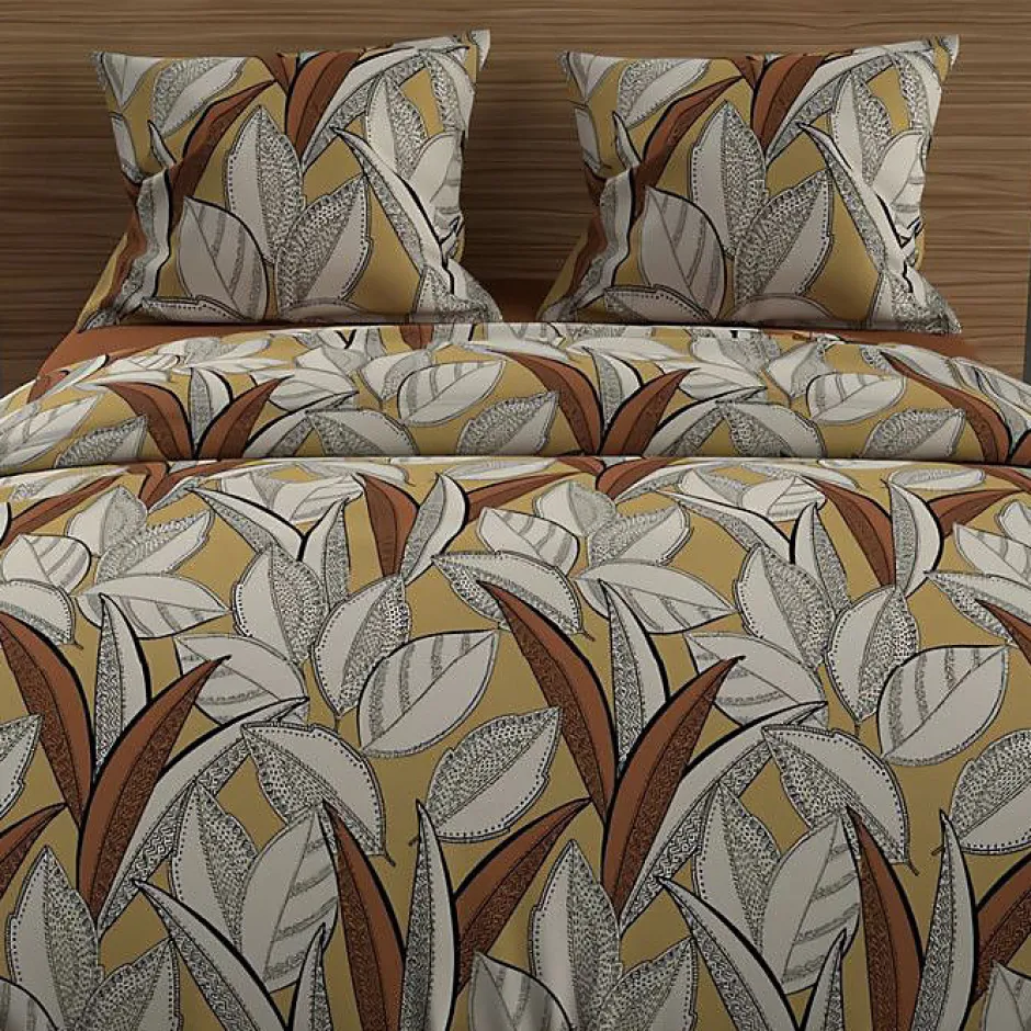 Soleil D'Ocre Parure housse de couette en coton 57 fils 260x240 cm TOGO moutarde, par