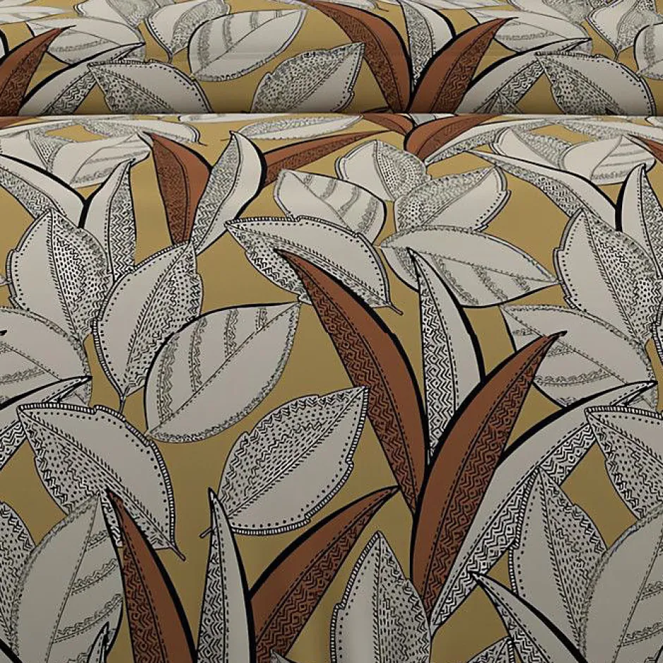 Soleil D'Ocre Parure housse de couette en coton 57 fils 260x240 cm TOGO moutarde, par