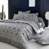 Tradilinge Parure Housse de Couette FOREVER GRIS (140x200 cm - Gris clair)