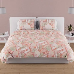 Soleil D'Ocre Parure housse de couette en coton 57 fils 260x240 cm TANZANIE corail, par Clearance