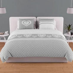 Soleil D'Ocre Parure housse de couette en coton 57 fils 240x220 cm PASSION gris, par Outlet