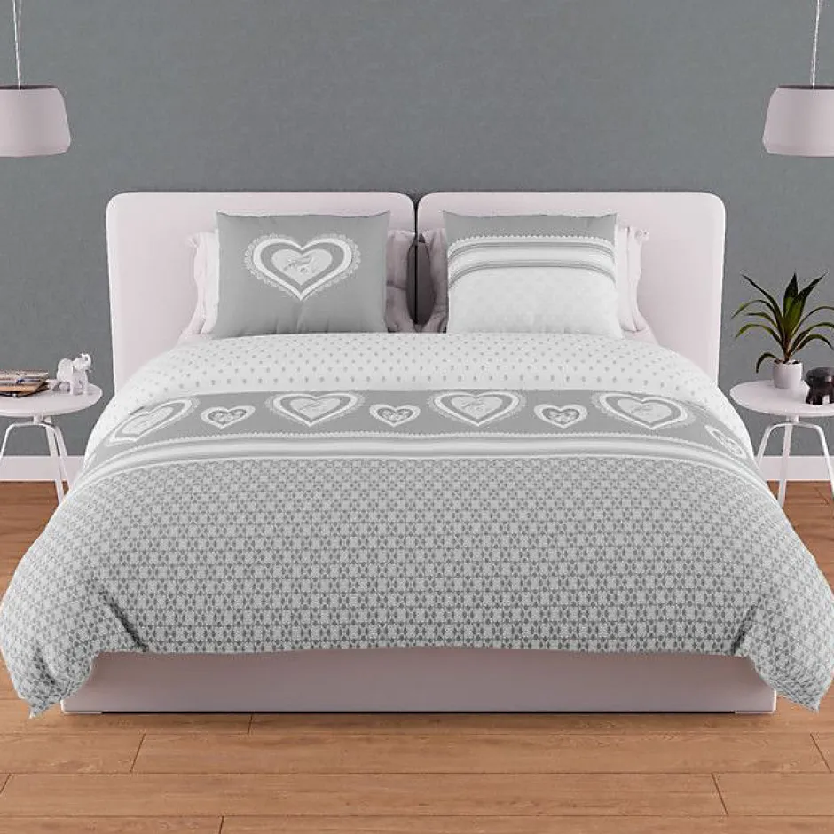 Soleil D'Ocre Parure housse de couette en coton 57 fils 240x220 cm PASSION gris, par Outlet