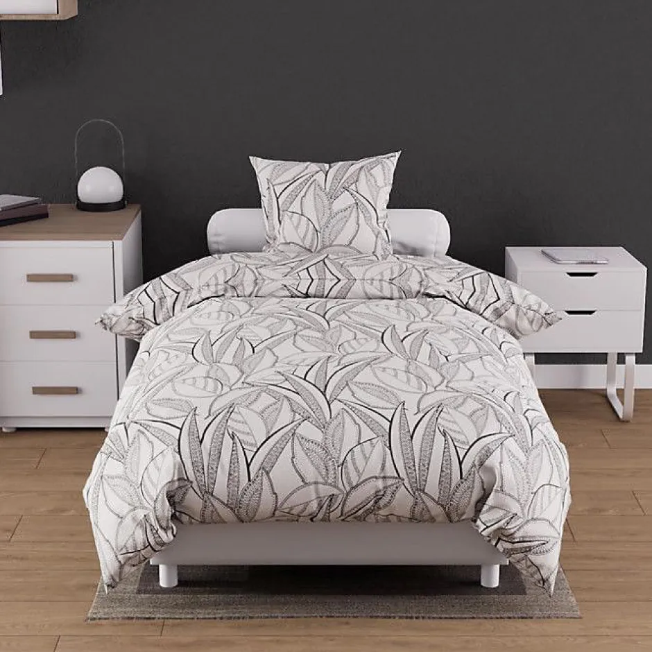 Soleil D'Ocre Parure housse de couette coton 57 fils 140x200 cm TOGO blanc, par Best