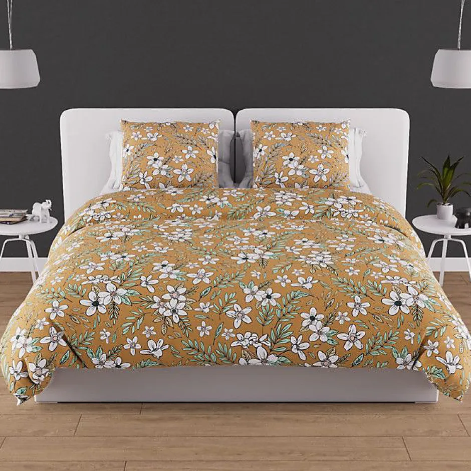 Soleil D'Ocre Parure housse de couette en coton 57 fils 240x220 cm MANON camel, par Best
