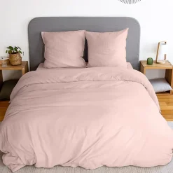 Linnea Parure 240x220 cm MILA polyester micro lavée rose poudré 3 pièces Discount