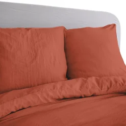 Linnea Parure 260x240 cm MILA polyester micro lavée rouge terracotta 3 pièces Outlet