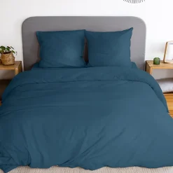 Linnea Parure 260x240 cm MILA polyester micro lavée bleu nuit 3 pièces