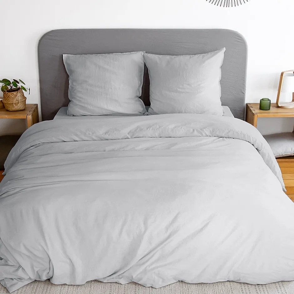 Linnea Parure 260x240 cm MILA polyester micro lavée gris perle 3 pièces