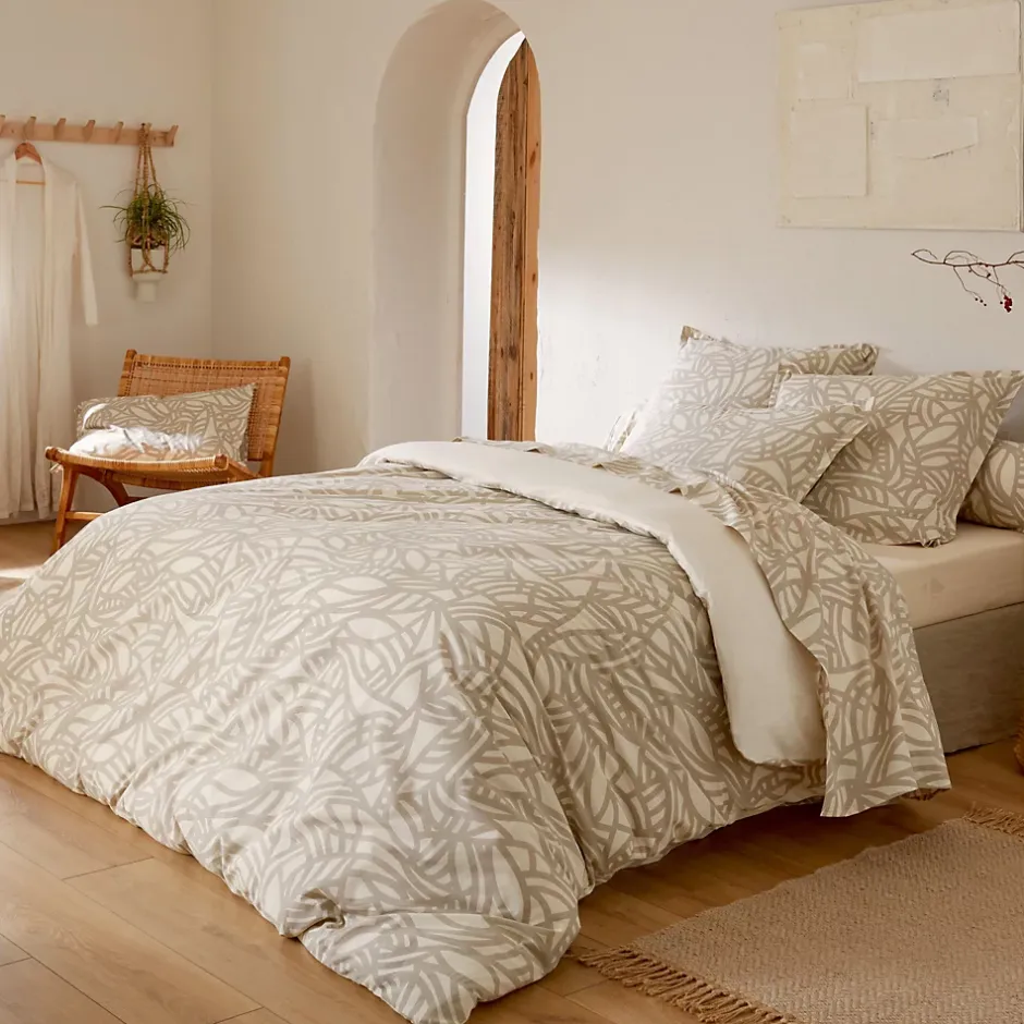 Linnea Parure 260x240 cm 65x65 cm coton SERENA Beige écru 3 pièces New