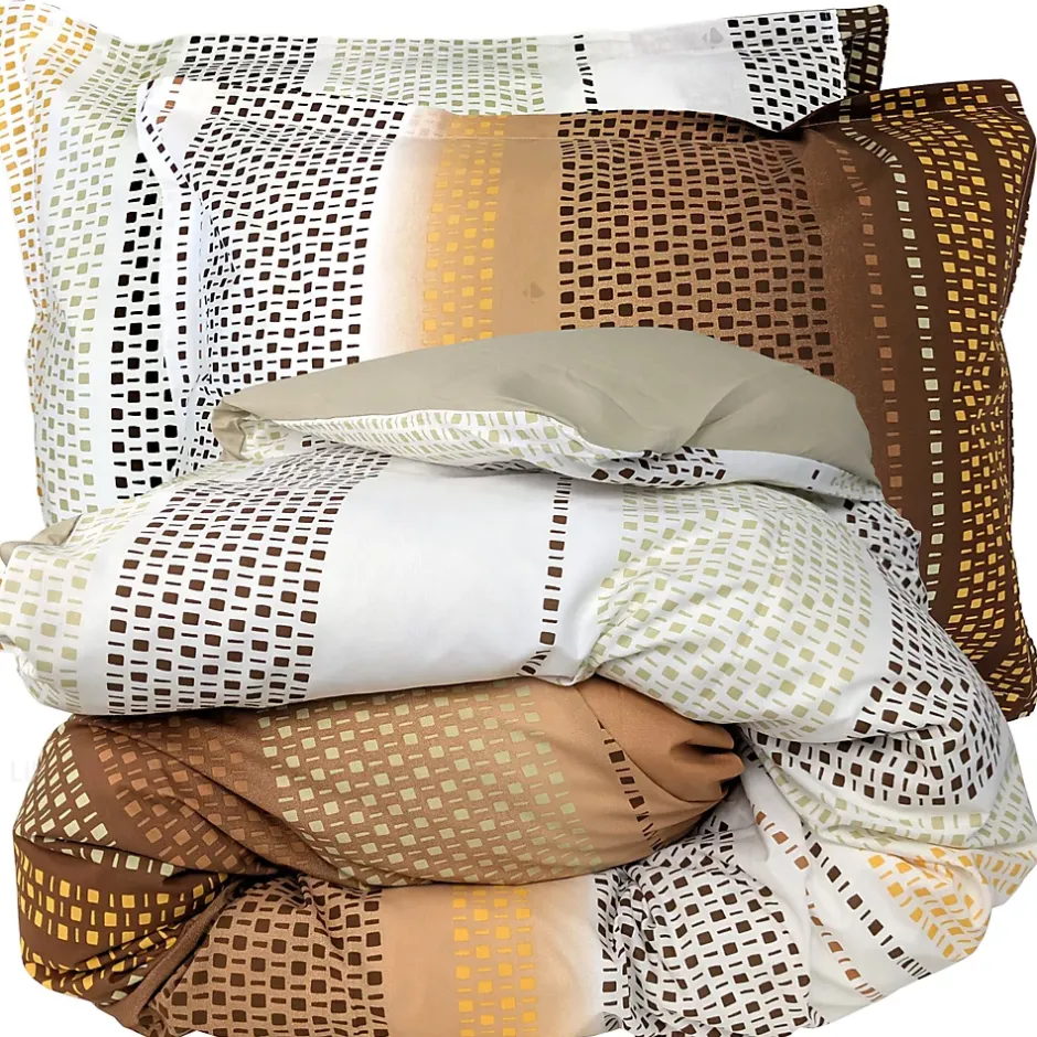 Linnea Parure 140x200 cm 50x70 coton NIAGARA marron Châtaigne 2 pièces Outlet
