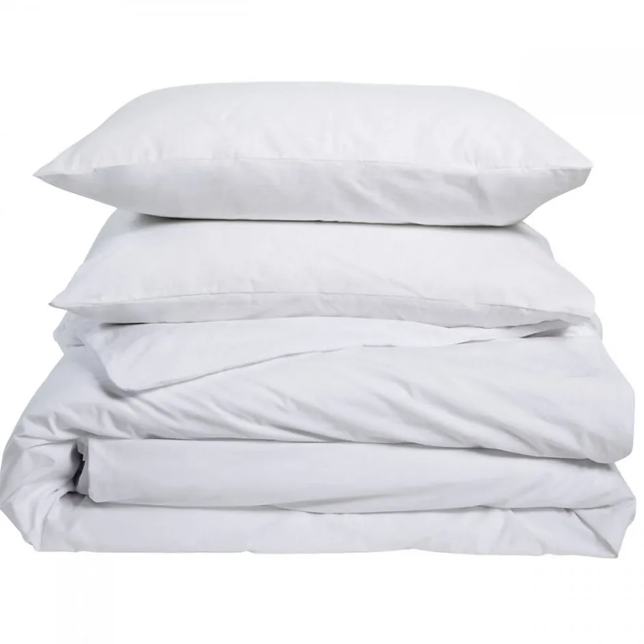 Bleu Calin Parure 240x260cm 2 personnes PERCALE - Blanc